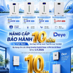 DEYE INVERTER NÂNG BẢO HÀNH LÊN 10 NĂM KHI CHẠY KẾT HỢP VỚI PIN LƯU TRỮ DEYE HOẶC BSS